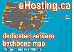Internet BackBone Map for Dedicated Servers  - ehostingCA business web hosting services solutions from Vancovuer BC - CLICK FOR MORE INFO